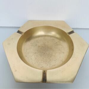 Vintage MCM Brass Hexagon Ashtray